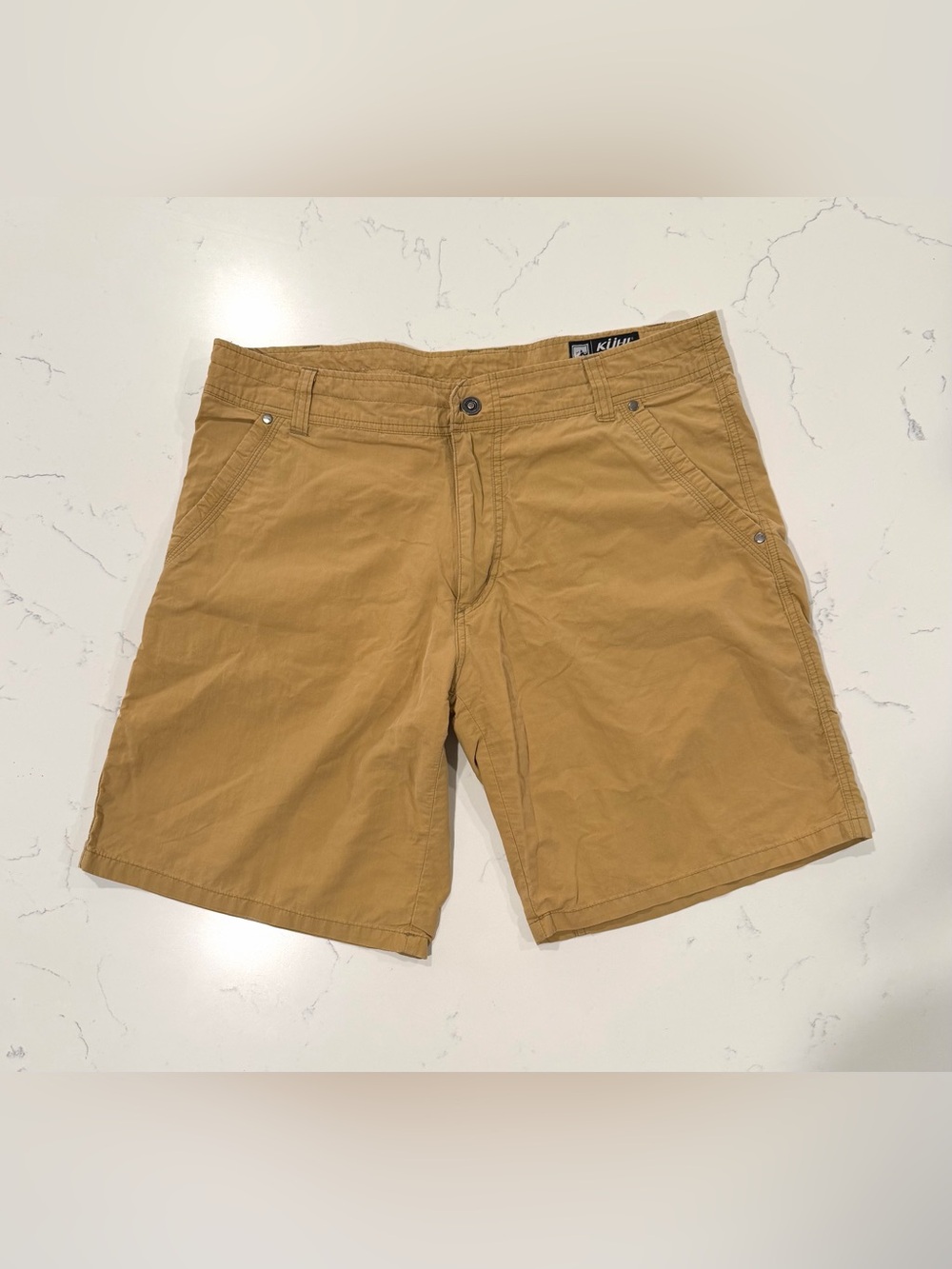 Kuhl Men’s Tan Hiking Shorts Size 36 Outdoor Casual Cotton Nylon Trail Shorts